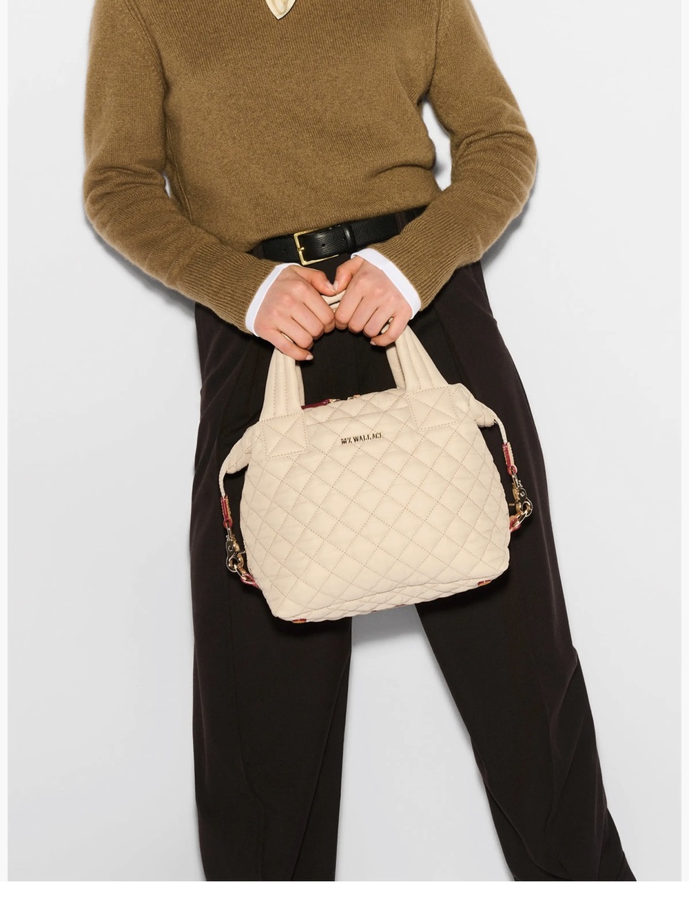 MZ Wallace Quilted Beige Crossbody Bag - Picture 2 of 13